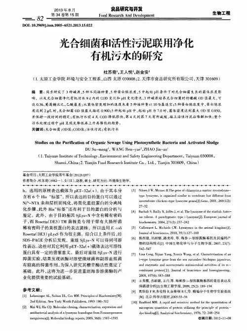 光合细菌和活性污泥联用净化有机污水的研究