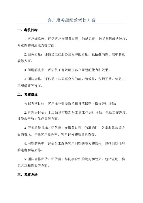 客户服务部绩效考核方案