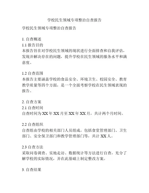 学校民生领域专项整治自查报告