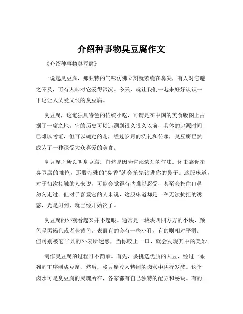 介绍种事物臭豆腐作文