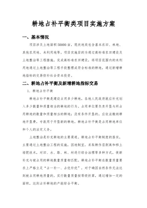 耕地占补平衡类项目实施方案