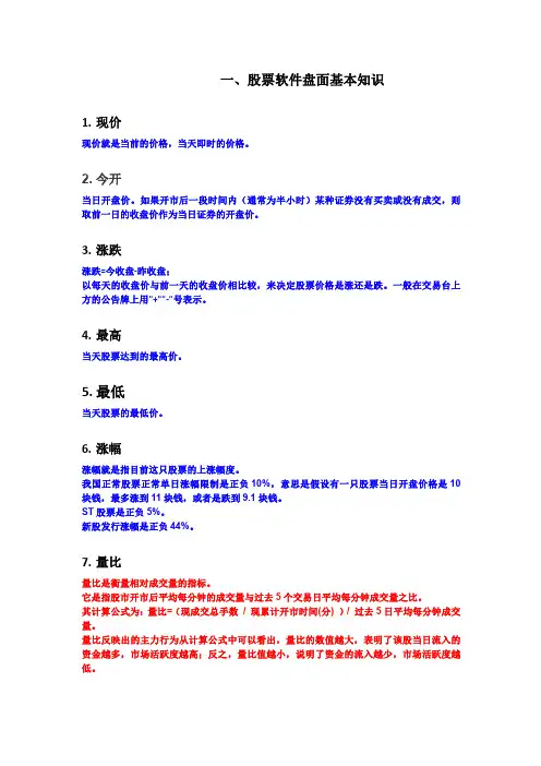 股票入门基础知识(一)软件盘面