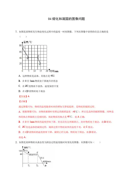 考向04熔化和凝固的图像问题(解析版)-备战2021年中考考向精准强化突破之声热学专题