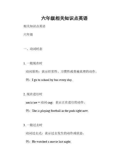 六年级相关知识点英语