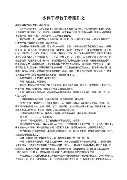 小鸭子得救了看图作文（通用24篇）