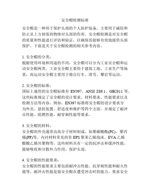 安全帽检测标准