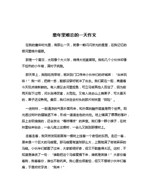童年里难忘的一天作文