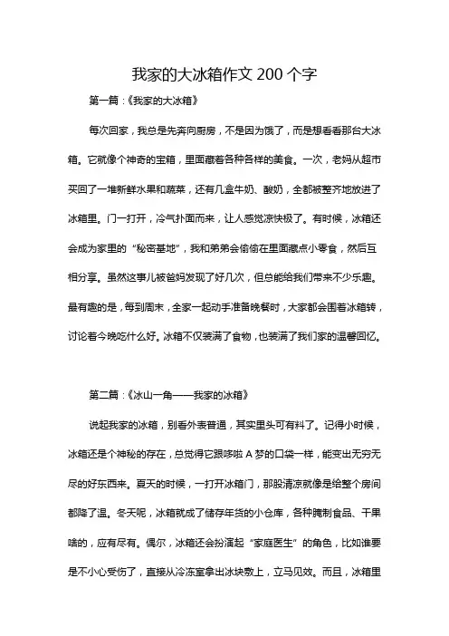 我家的大冰箱作文200个字