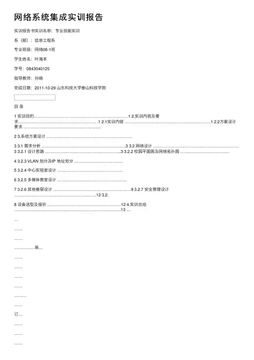 网络系统集成实训报告