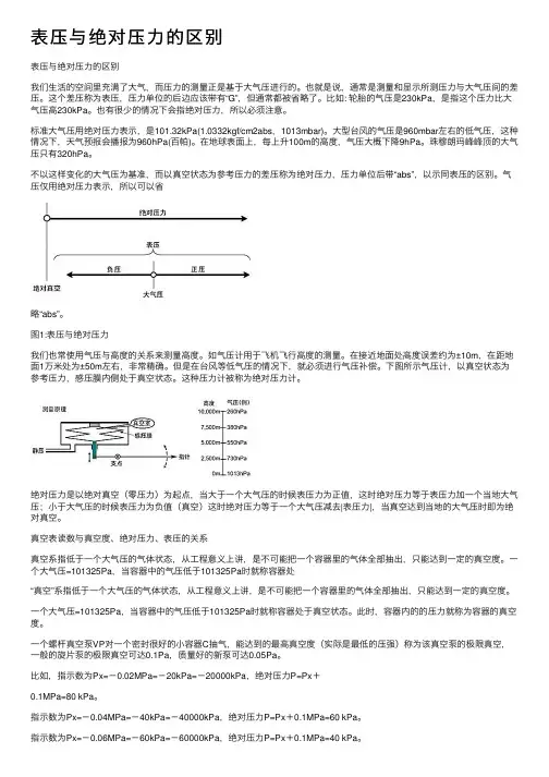 表压与绝对压力的区别