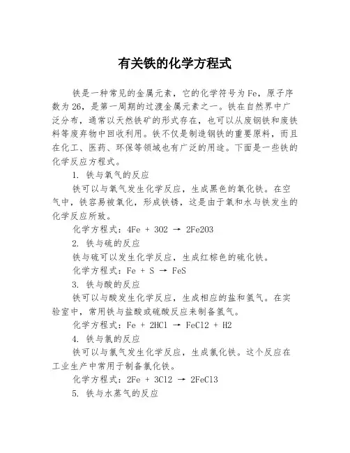有关铁的化学方程式