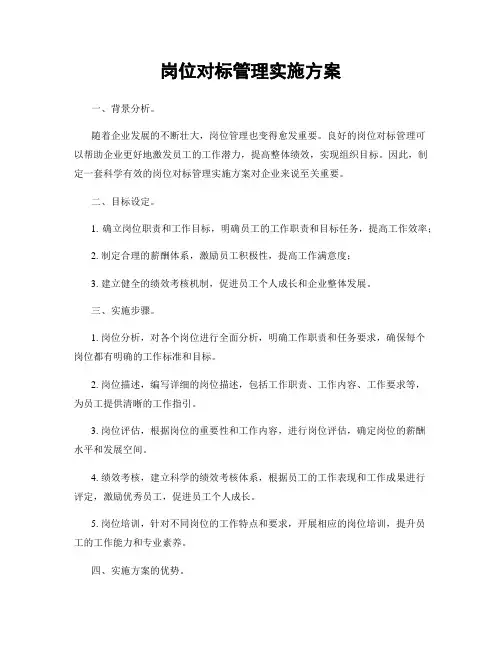 岗位对标管理实施方案