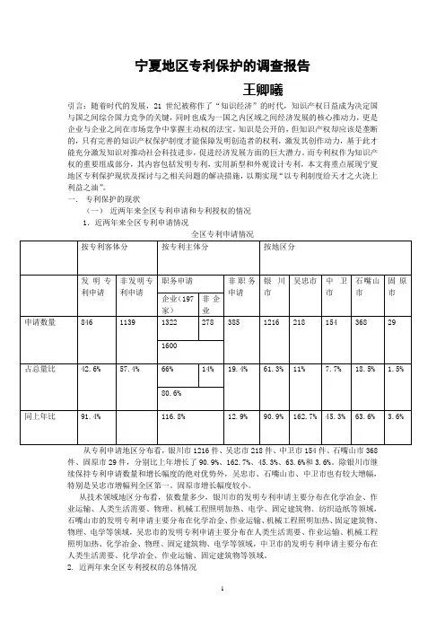 宁夏地区专利保护的调查报告 (1) 2