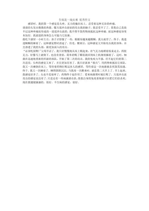 生病是一场灾难 优秀作文