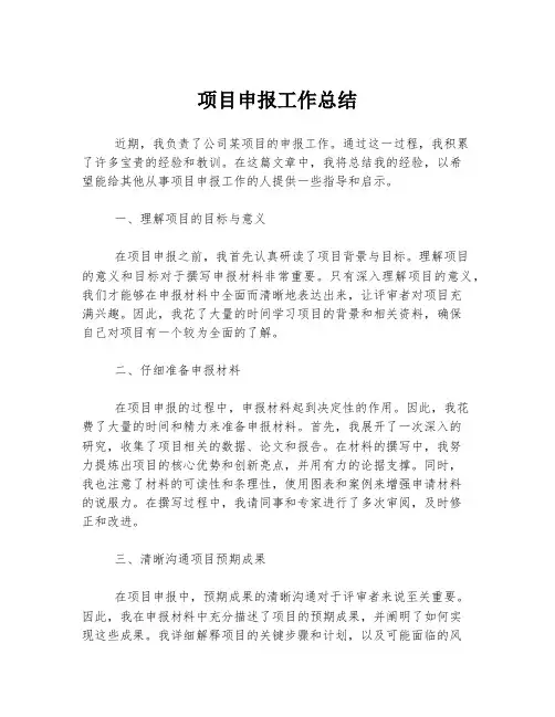 项目申报工作总结