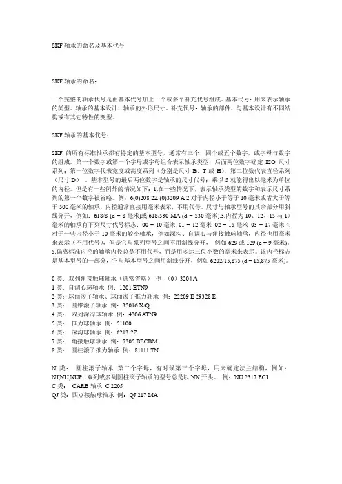 SKF轴承的命名及基本代号