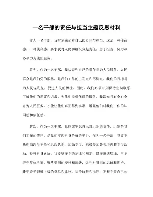 一名干部的责任与担当主题反思材料