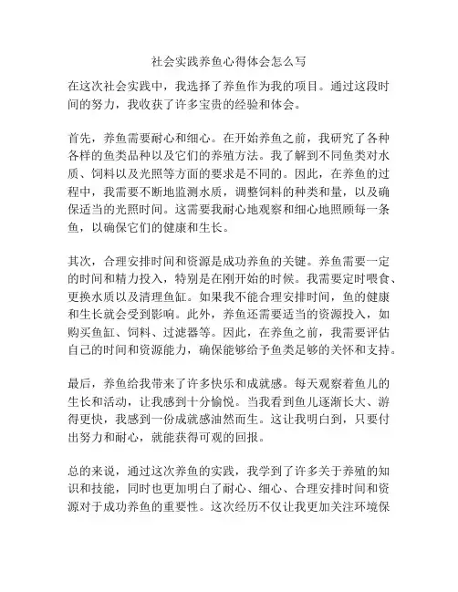 社会实践养鱼心得体会怎么写