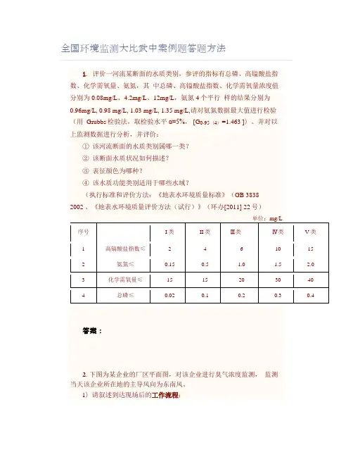 全国环境监测大比武中案例题答题方法