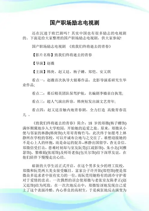 国产职场励志电视剧.doc