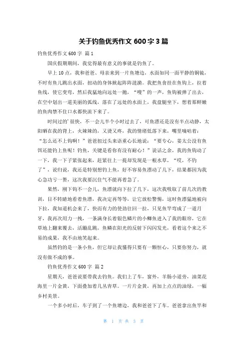 关于钓鱼优秀作文600字3篇