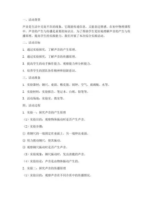 初三物理综合实践活动题