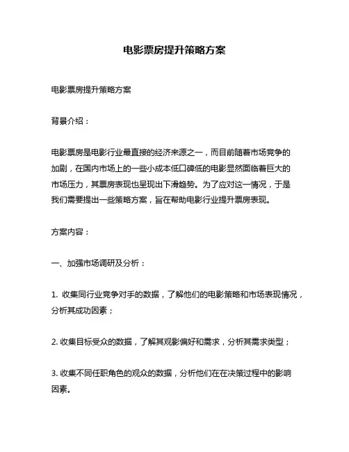 电影票房提升策略方案