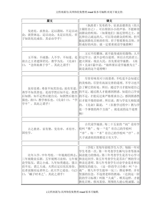 《学记》原文+翻译
