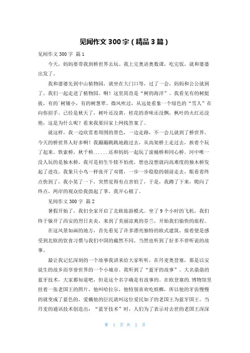 见闻作文300字(精品3篇)