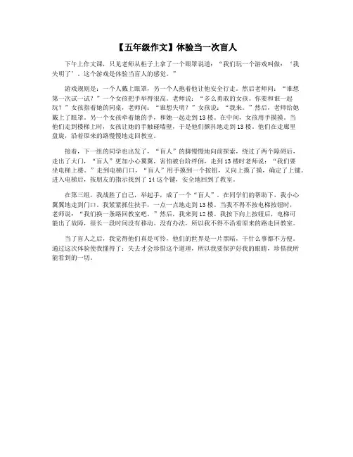 【五年级作文】体验当一次盲人