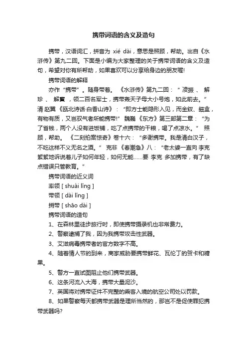 携带词语的含义及造句