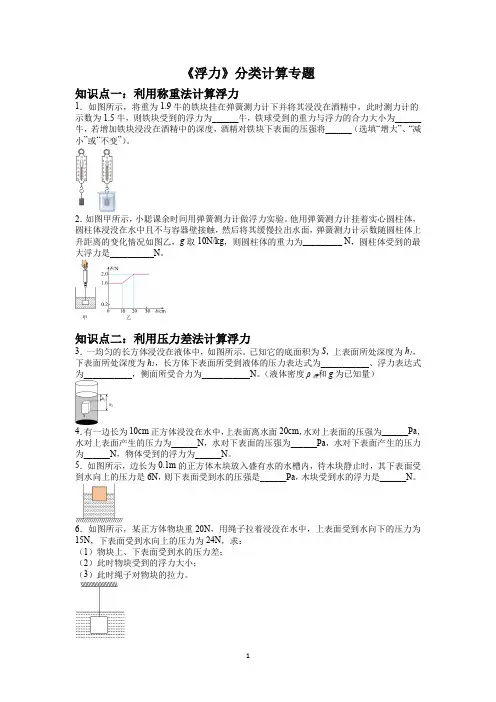 《浮力》分类计算专题