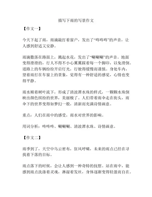 描写下雨的写景作文