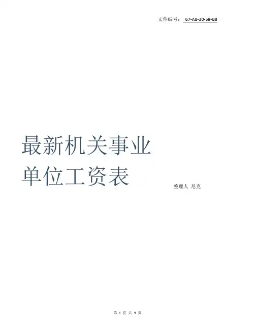 分享最新机关事业单位工资表