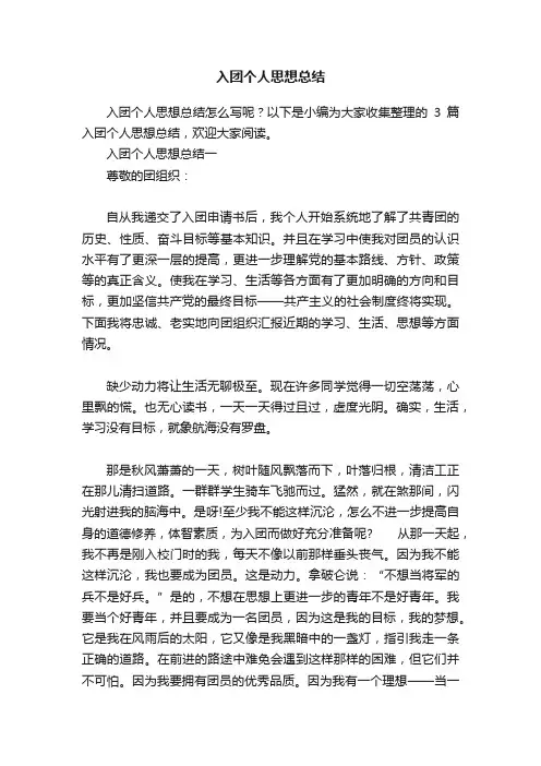 入团个人思想总结