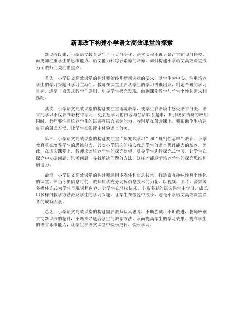 新课改下构建小学语文高效课堂的探索