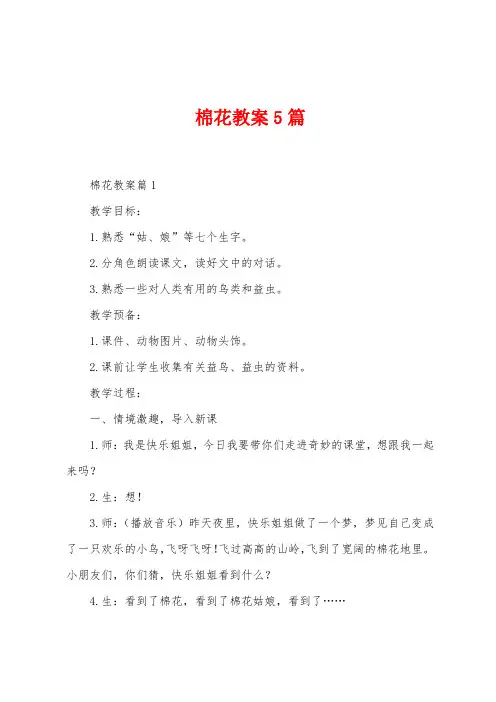 棉花教案5篇