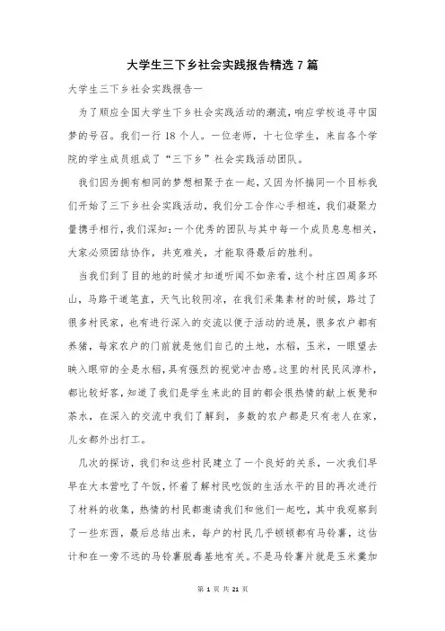 大学生三下乡社会实践报告精选7篇