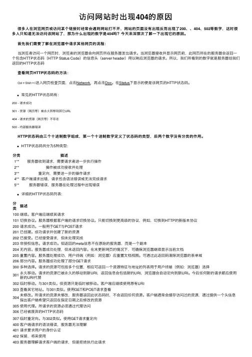 访问网站时出现404的原因