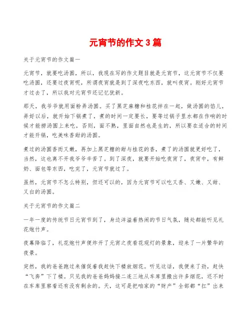 元宵节的作文3篇