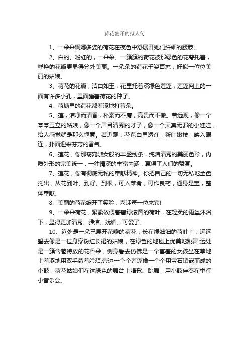 荷花盛开的拟人句_写作素材