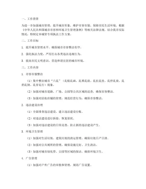 城管专项执法工作方案