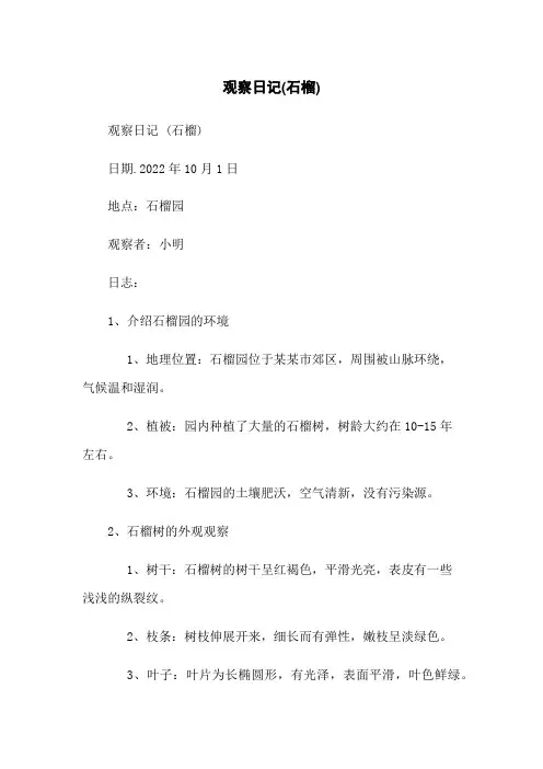 观察日记(石榴)