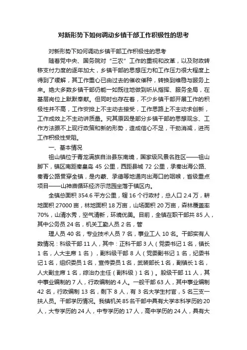 对新形势下如何调动乡镇干部工作积极性的思考