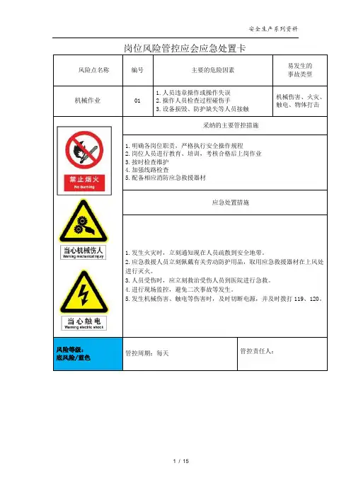 岗位风险管控应急处置告知卡全套,模版