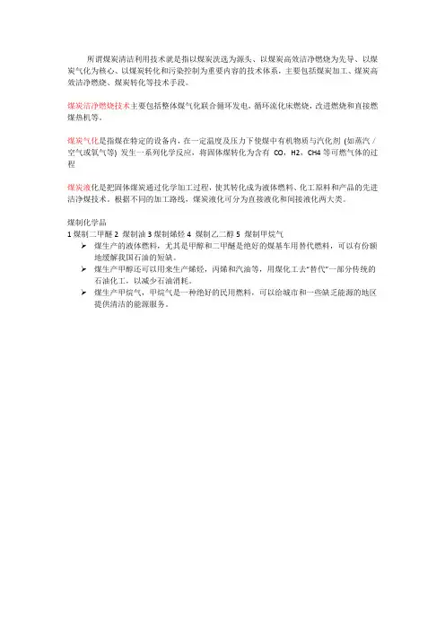 煤炭清洁利用技术