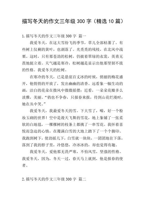 描写冬天的作文三年级300字(精选10篇)