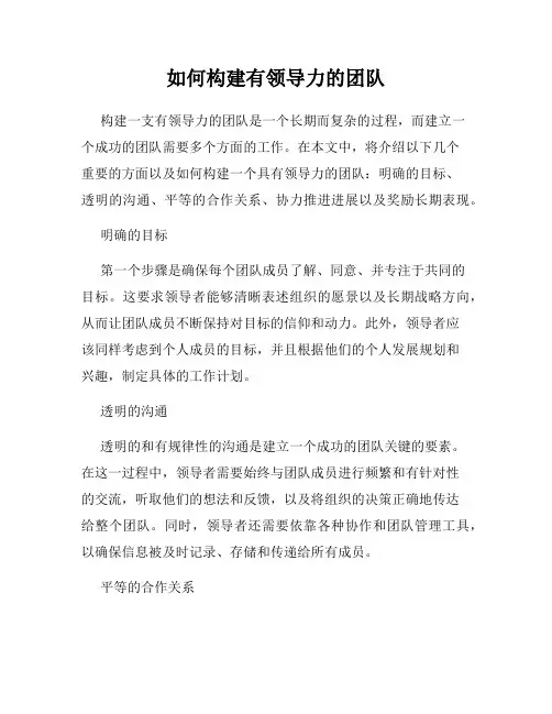 如何构建有领导力的团队