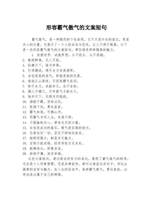 形容霸气傲气的文案短句