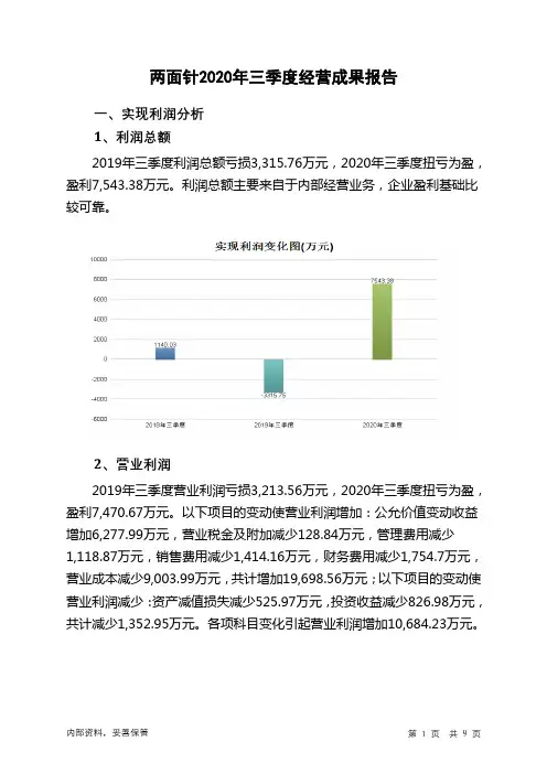 两面针2020年三季度经营成果报告